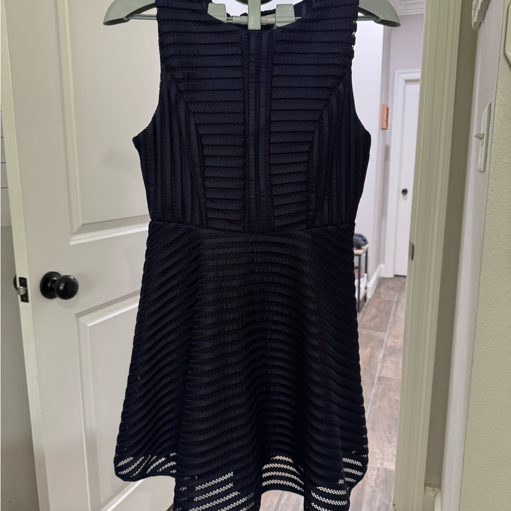 Sophia + Zeke Navy Fit and Flare Cocktail Mini Dress